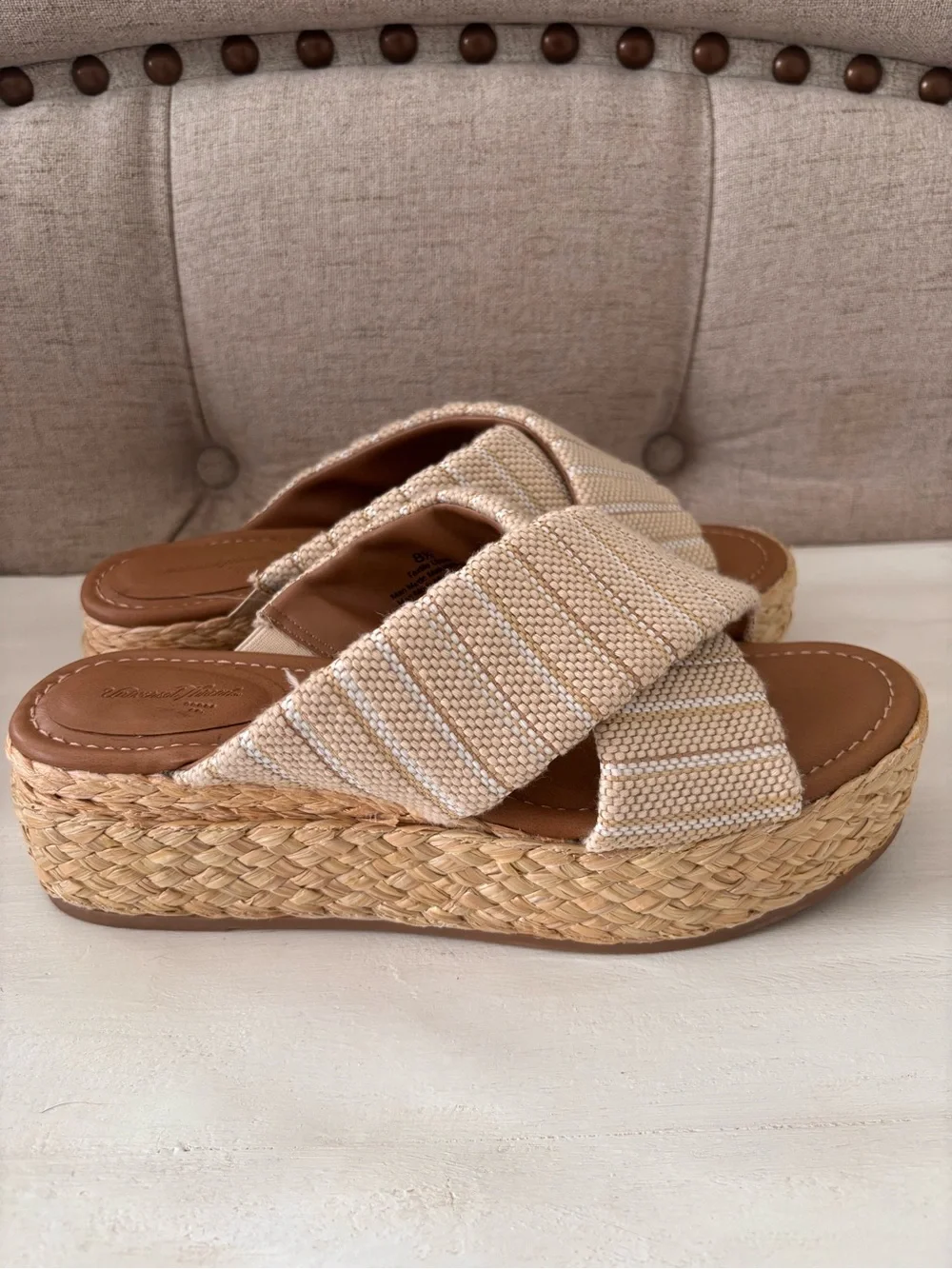 Target A New Day Woven Platform Slide Sandals Beige Size 8 1/2